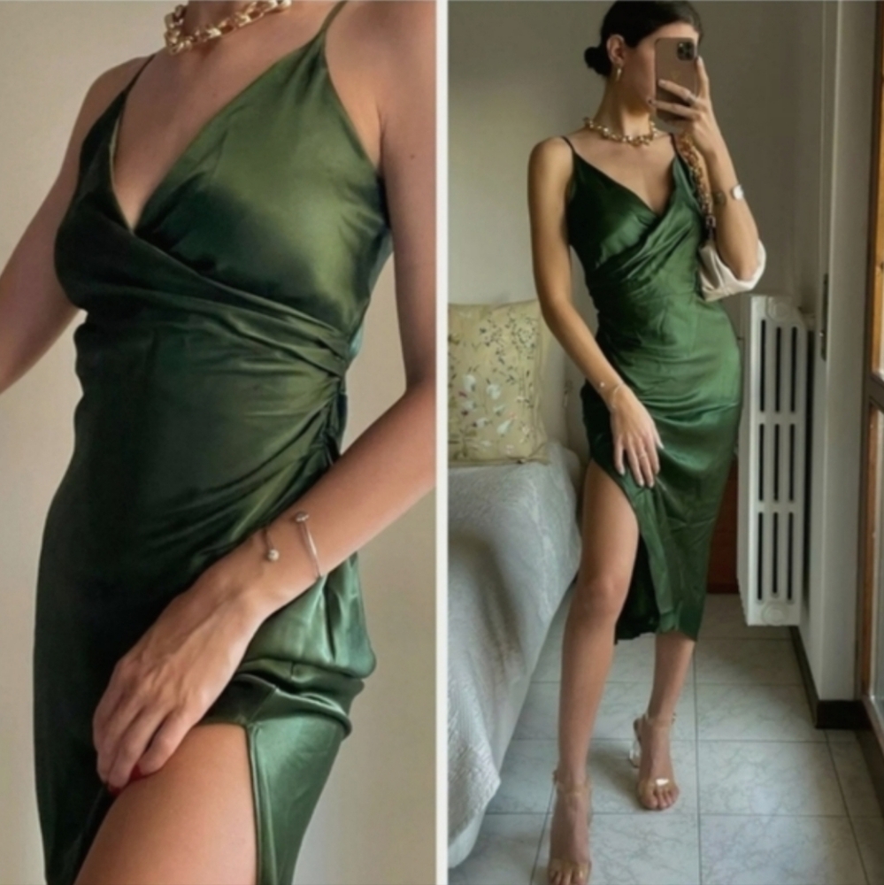 Zara Dark Green Midi Dress - Picture 3 of 14
